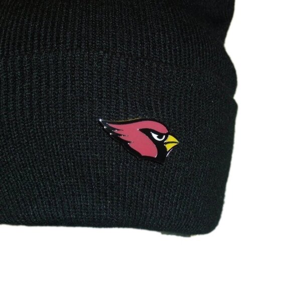 Arizona Cardinals Mens Adult Pin On Cuff Pom Beanie Winter Hat Cap New Nfl - Picture 2 of 3